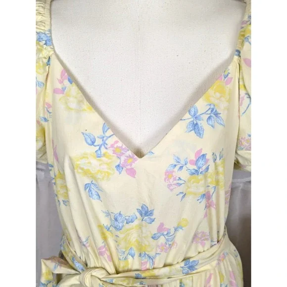 LoveShackFancy x Target Ines Yellow Floral Romantic Cottagecore Midi Dress 8 - Picture 6 of 14
